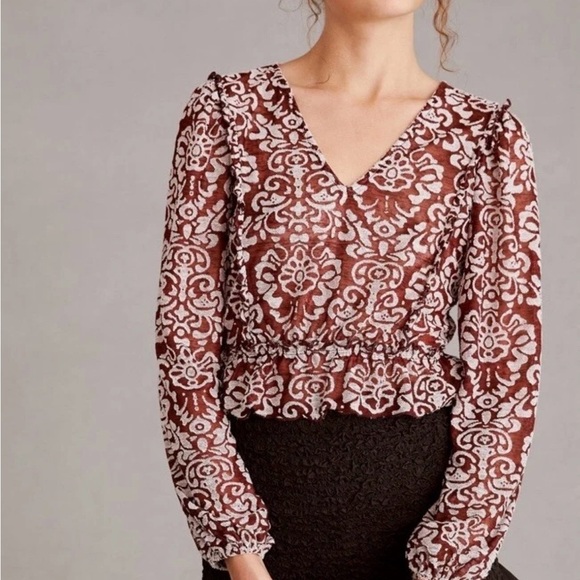 Anthropologie Sheer Boho Blouse - Picture 2 of 8
